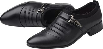 Generic British Mens Fashion Pointed Toe Leather Formal Dress Shoes for Wedding and Business Occasions Elegant Footwear with Classic Design (Black, 6)