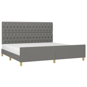 vidaXL Estructura De Cama Con Cabecero Tela Gris Oscuro 200x200 Cm Vidaxl