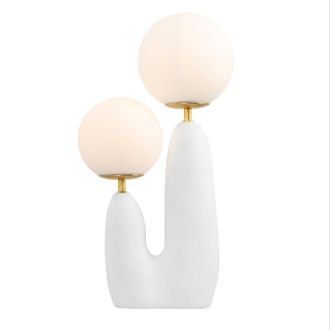 Jonathan Y Designs Oda 17.75 2-Light Modern Bohemian Resin/Iron/Frosted Glass Danish Cactus LED Table Lamp, Brown Wood Finish