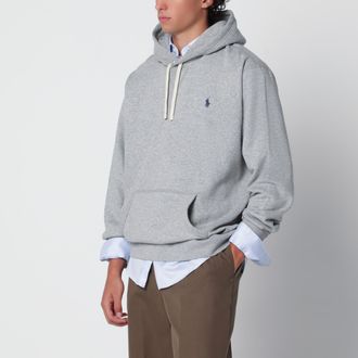 Polo Ralph Lauren Felpa con cappuccio grigia in cotone felpato