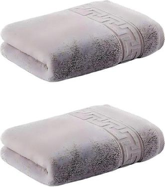 No Brand Toallas - Juego De 2 - Algod&oacute;n Puro Hilado En Anillo - S&uacute;per Suaves Y Absorbentes - 34 X 75 Cm - Gris