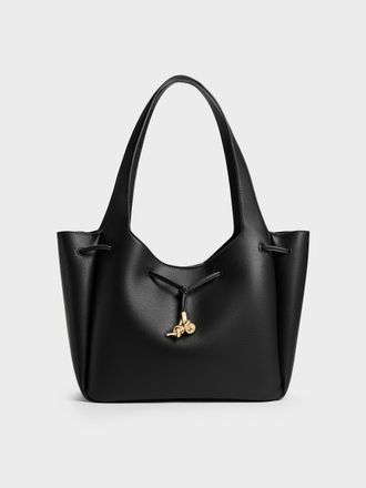 Charles & Keith Mila Metallic-Knot Drawstring Tote Bag