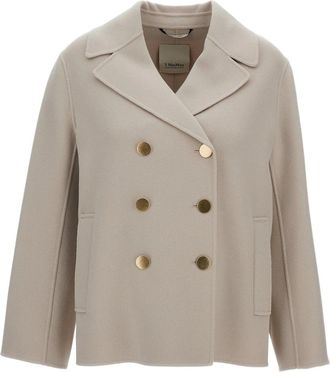 Max Mara Double-Breasted Coats, female, Gray, Size: 2XS Margot Double-Breasted Coat