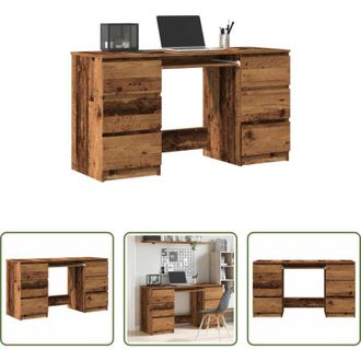 vidaXL vidaXL Scrivania con cassetti - Scrivania Legno Antico 140x50x77 cm in Legno Multistrato