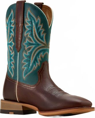 Ariat Mens Walker Leather Cowboy Boot In Espresso - Scuba Blue