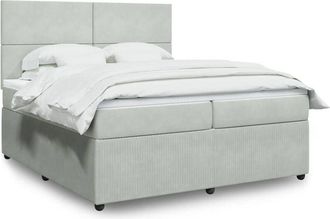 vidaXL Vidaxl - Cama Box Spring Con Colch&oacute;n Terciopelo Gris Claro 200x200 Cm