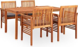 vidaXL Set Comedor De Jard&iacute;n 5 Pzas Y Cojines Madera Maciza De Acacia Vidaxl