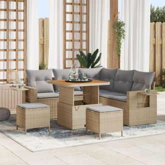 vidaXL Conjunto De Sof&aacute; De Jard&iacute;n Con Coj&iacute;n 8 Pcs Beige Y Gris Claro Vidaxl
