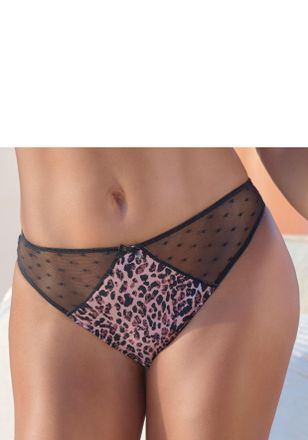 Nuance String NUANCE, Damen, Gr. 48/50, leo, schwarz, Trikot, Obermaterial: 60% Baumwolle, 33% Polyamid, 7% Elasthan, Unterhosen String, aus weicher Baumwoll