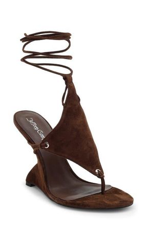 Jeffrey Campbell Pachouli Ankle Wrap Wedge Sandal in Espresso Suede at Nordstrom, Size 5.5