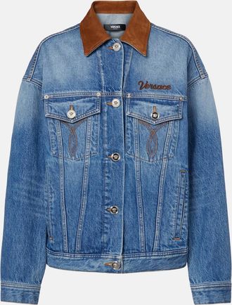 Versace Trucker suede-trimmed denim jacket