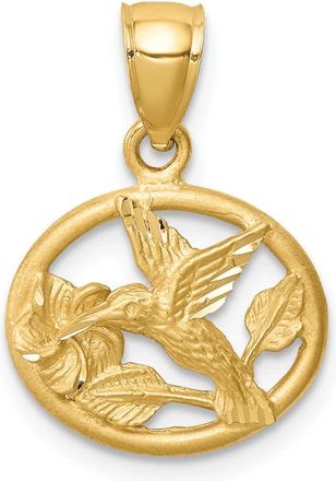 Diamond2Deal 14k Yellow Gold Diamond-cut Brushed Hummingbird Pendant