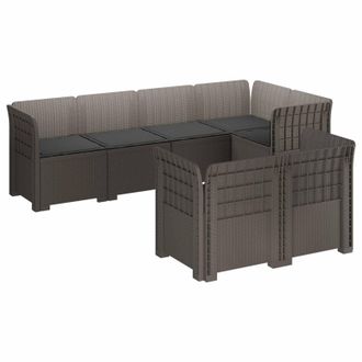 vidaXL Divano 7 Posti Da Giardino Con Cuscini Aspetto Rattan Pp Vidaxl