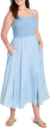 Nic+Zoe Sarah Smocked Chambray Sundress in Mid Wash at Nordstrom, Size 2X