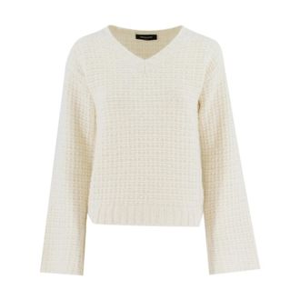 Fabiana Filippi Trui met V-hals - Dames - V-hals truien - Wit - XS - Polyester - Truien & Vesten