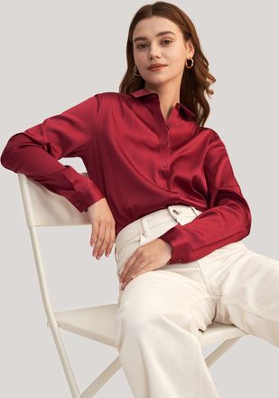 LilySilk Long Sleeves Collared Silk Blouse