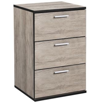 Yaheetech Yaheetech - Mesitas De Noche Blancas 40x35x60cm Mesilla De Noche Con 3 Cajones De Madera Para Dormitorio Sal&oacute;n Gris