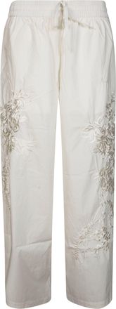P.A.R.O.S.H. Wide Leg Floral Embroidered Pants