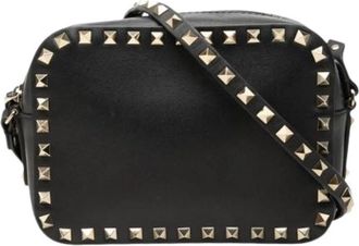 Valentino Pre-owned Rockstud Crossbody Bag - Dames - Vintage Schoudertas - Zwart - ONE Size - Leer - Vintage