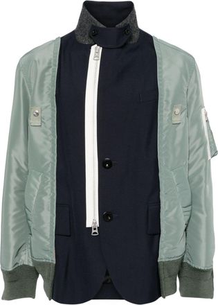 sacai suiting twill jacket - men - Polyester/Cupro/Nylon/Wool - 3 - Green