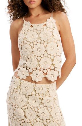 Bardot Veneta Floral Lace Crop Top in Lite Beige at Nordstrom, Size Medium