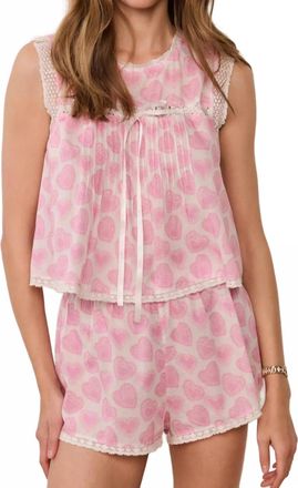 LoveShackFancy Sprouse Heart Pajama Set In Angel Kiss