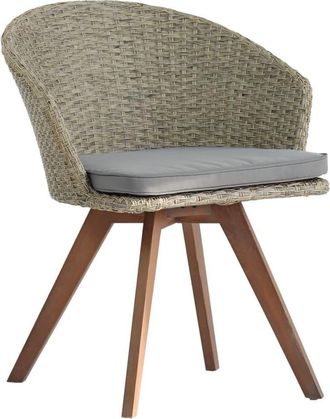 Brigros Sill&oacute;n de exterior tejido en rat&aacute;n y coj&iacute;n verde