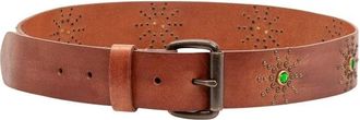HTC Riem met studs en perforaties - Dames - Riemen - Bruin - 95 CM - Accessoires