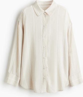 H&M Oversized Bluse aus Leinenmix - Beige
