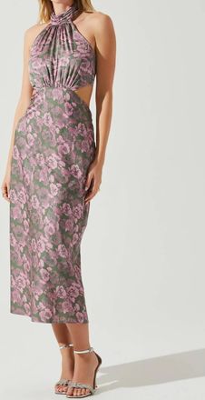 Astr Ambretta Floral Halter Midi Dress In Pink Floral Print