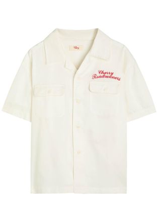 Cherry Los Angeles Roadrunner Embroidered Satin-twill Shirt - White - S