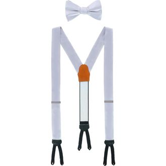 Trafalgar Store Sutton Solid Color Silk Brace and Bow Tie Combo in Silver at Nordstrom
