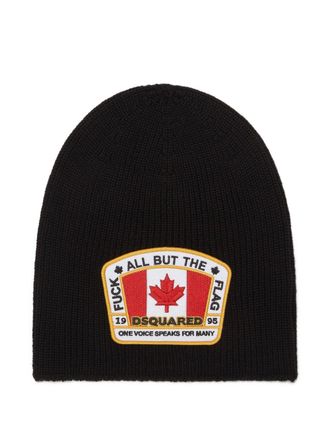 Dsquared2 Knit Beanie with Rectangular Logo Patch