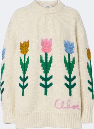 Chlo&eacute; Chlo&eacute; Floral intarsia oversized wool sweater