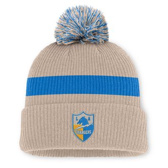 Nike Los Angeles Chargers Rewind Peak Nike Mens NFL Cuffed Pom Beanie in Brown | NF160J2V9QV-M17