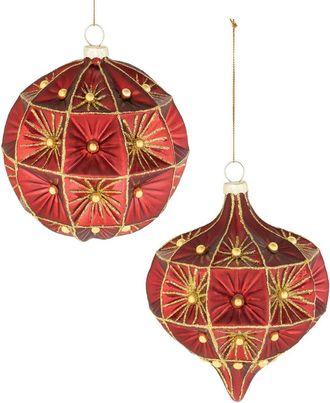 Melrose International Set Of 6 Beaded Glass Ornament