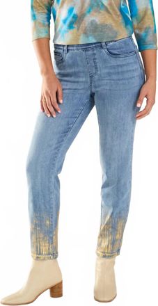 FDJ Portia Pull On Pencil Ankle Denim Jeans In Blue And Gold