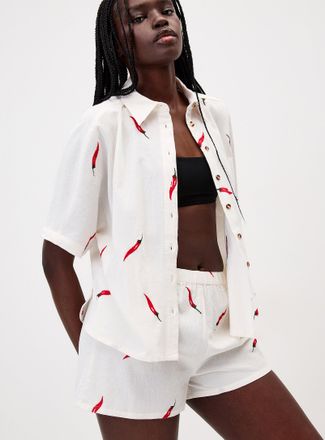 Twik Womens Embroidered peppers mini-short