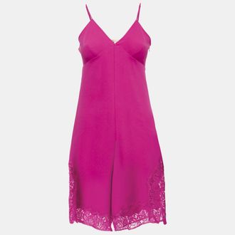 Maje Pink Crepe Lace Trimmed Playsuit