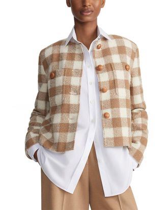 Lafayette 148 New York Collarless Patch Pocket Wool-Blend Jacket