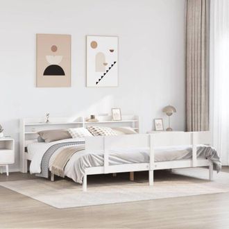 vidaXL Cama Sin Colch&oacute;n Madera Maciza De Pino Blanca 180x200 Cm Vidaxl