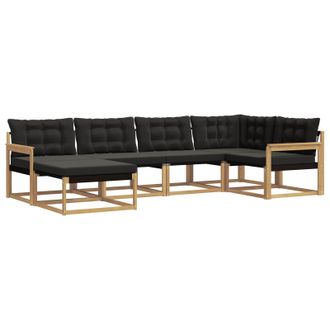 vidaXL Conjunto De Sof&aacute;s De Exterior Con Coj&iacute;n 6 Pcs Blanco Y Negro Vidaxl