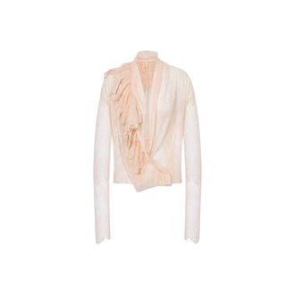 Alberta Ferretti Lace shirt with ruffles neckline - female - Alberta Ferretti - Blouses - Pink - M - Blouses & Shirts