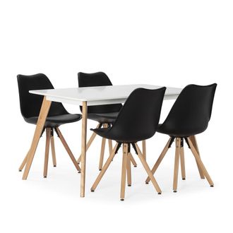 HOMN Juego de mesa 120x80 cm y 4 sillas de comedor color negro