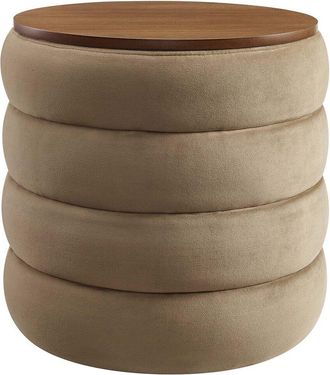 ModWay Mezzo Round Performance Velvet Storage Ottoman Stool