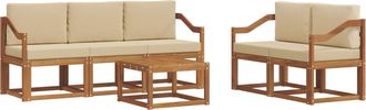 vidaXL Conjunto De Sof&aacute;s De Exterior 6 Uds. Natural Y Beige Vidaxl