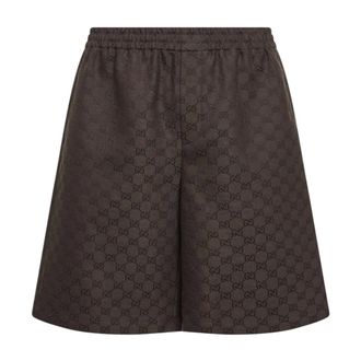 Gucci Casual Shorts, male, Brown, Size: M GG Canvas Linen-Blend Shorts