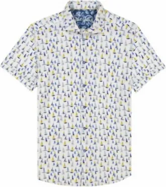 Robert Graham Mens Trans Pacific Short Sleeve Knit Shirt In White