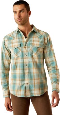 Ariat Mens Hardin Retro Fit Western Shirt Long Sleeve in Turquoise, Size X-Small, by Ariat