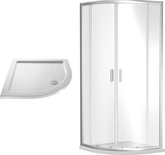Balterley Ruwa Shower Bundle: Door, Panel & Tray, 900 x 900 mm Chrome/White in Silver